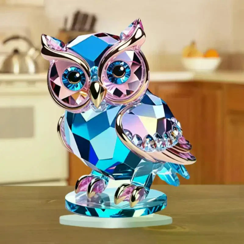 Crystal Acrylic Owl Desktop Figurine | Animal Home Décor Desktop Figurine Qme