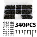 Black Carbon Steel Self-Tapping Screws M3 M4 Phillips Head Set Screw Assortment Set Qme Type2-340pcs