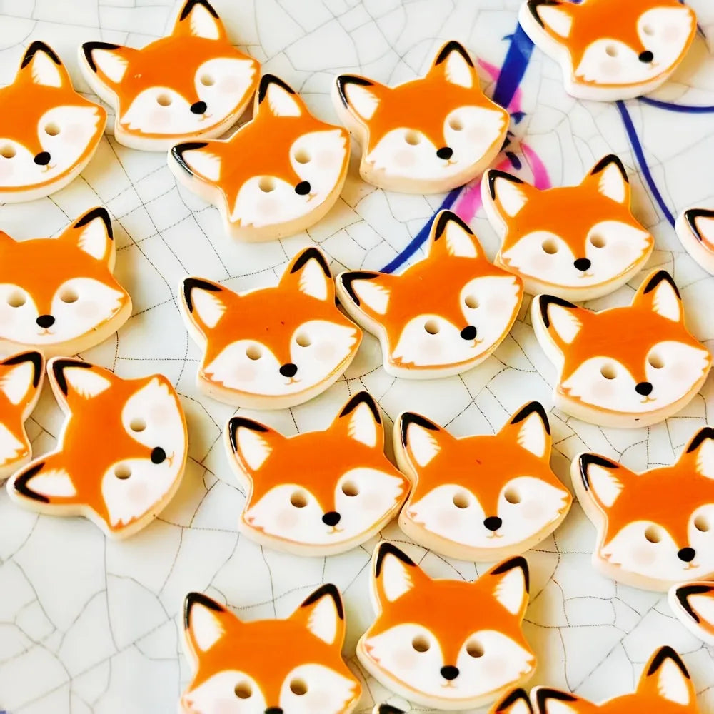 Cute Fox Resin Buttons – Decorative Handmade Craft Accessory Decorative Craft Buttons Qme