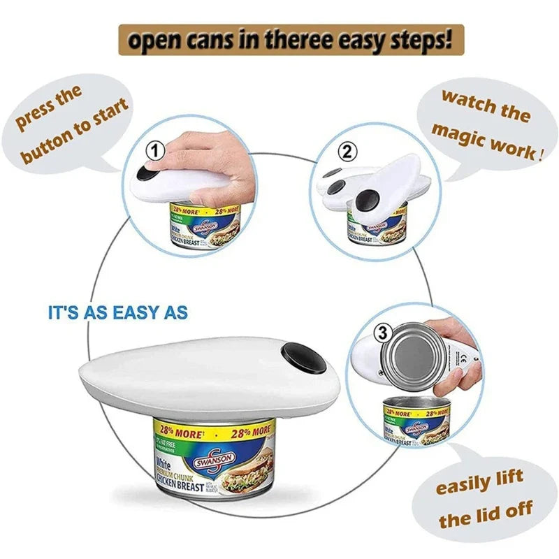 Rechargeable Electric Can & Jar Opener – Portable Stainless Steel Electric Can Opener Qme