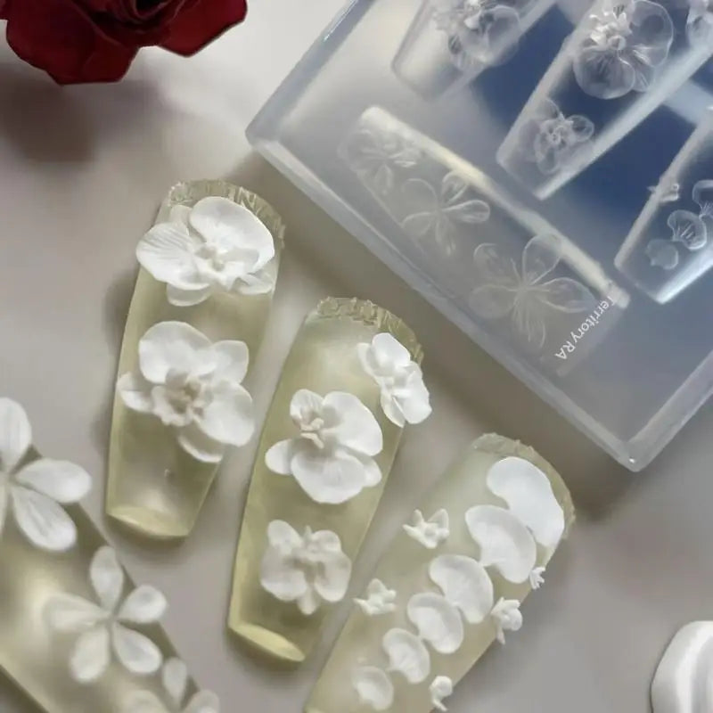 3D Silicone Orchid Flower Nail Mold – DIY Nail Art Template Silicone Nail Mold Qme