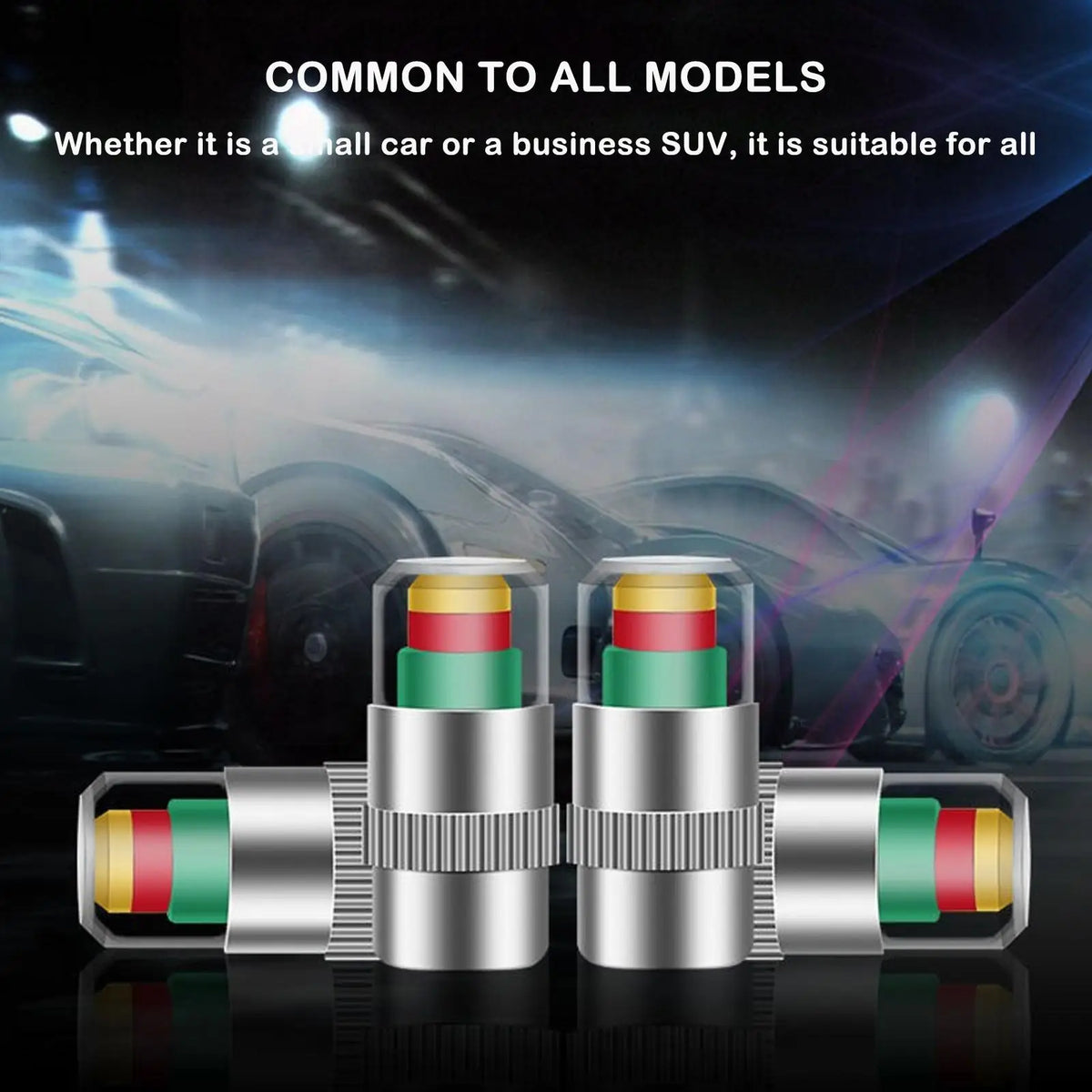 Tire Pressure Monitor Valve Cap Gauge Silver 4-Pack Tire Pressure Gauge Cap Qme