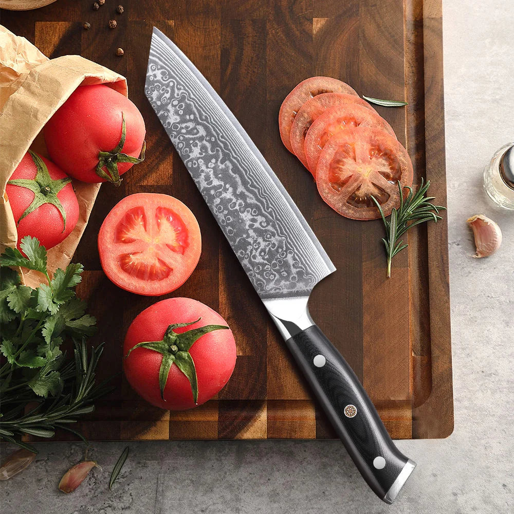 DASHWAY 6-Inch Damascus Steel Bunka Kiritsuke Chef Knife Damascus Chef Knife Qst