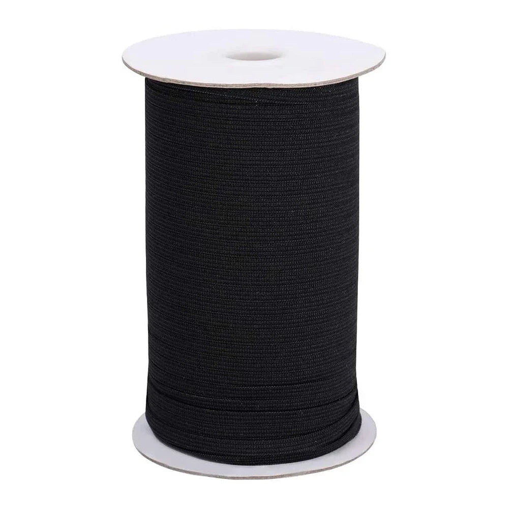 160 Yards Black Flat Elastic Band – Heavy Stretch Knit 3mm Knit Elastic Band Qme