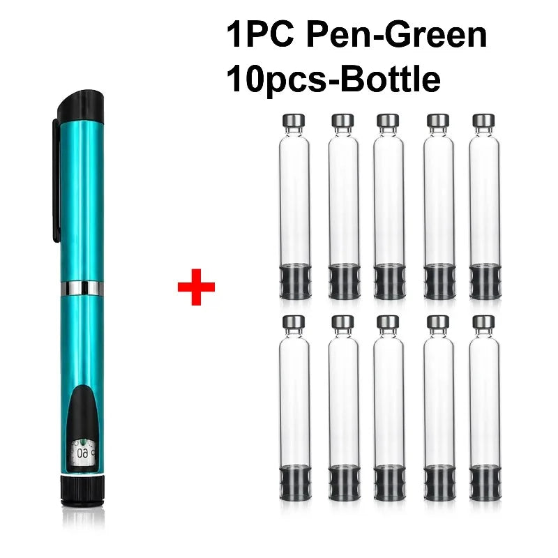 Reusable V3 Metal Injection Pen Set – Adjustable Dose, Home Use Injection Pen Device Qst Gn pen and 10 bo
