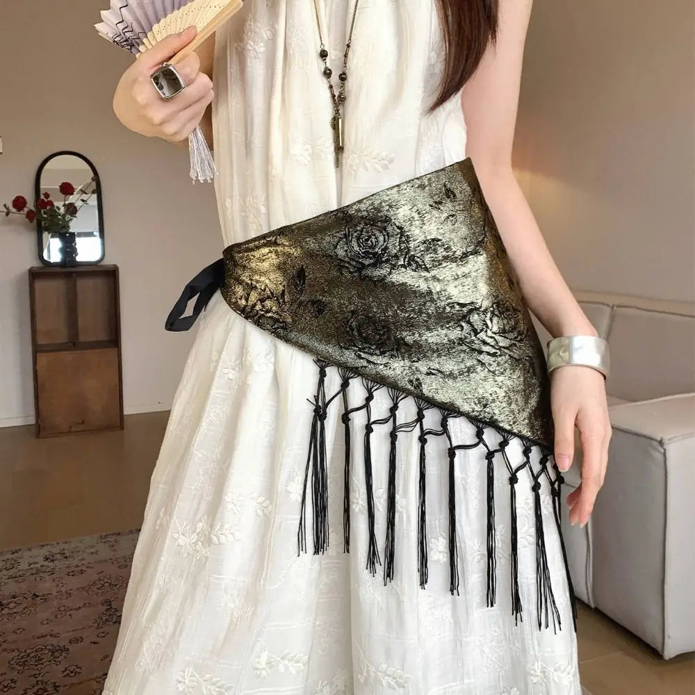 Triangular Tassel Waist Belt Butt Curtain | Boho Ethnic Style Waist Belt Accessory Qme