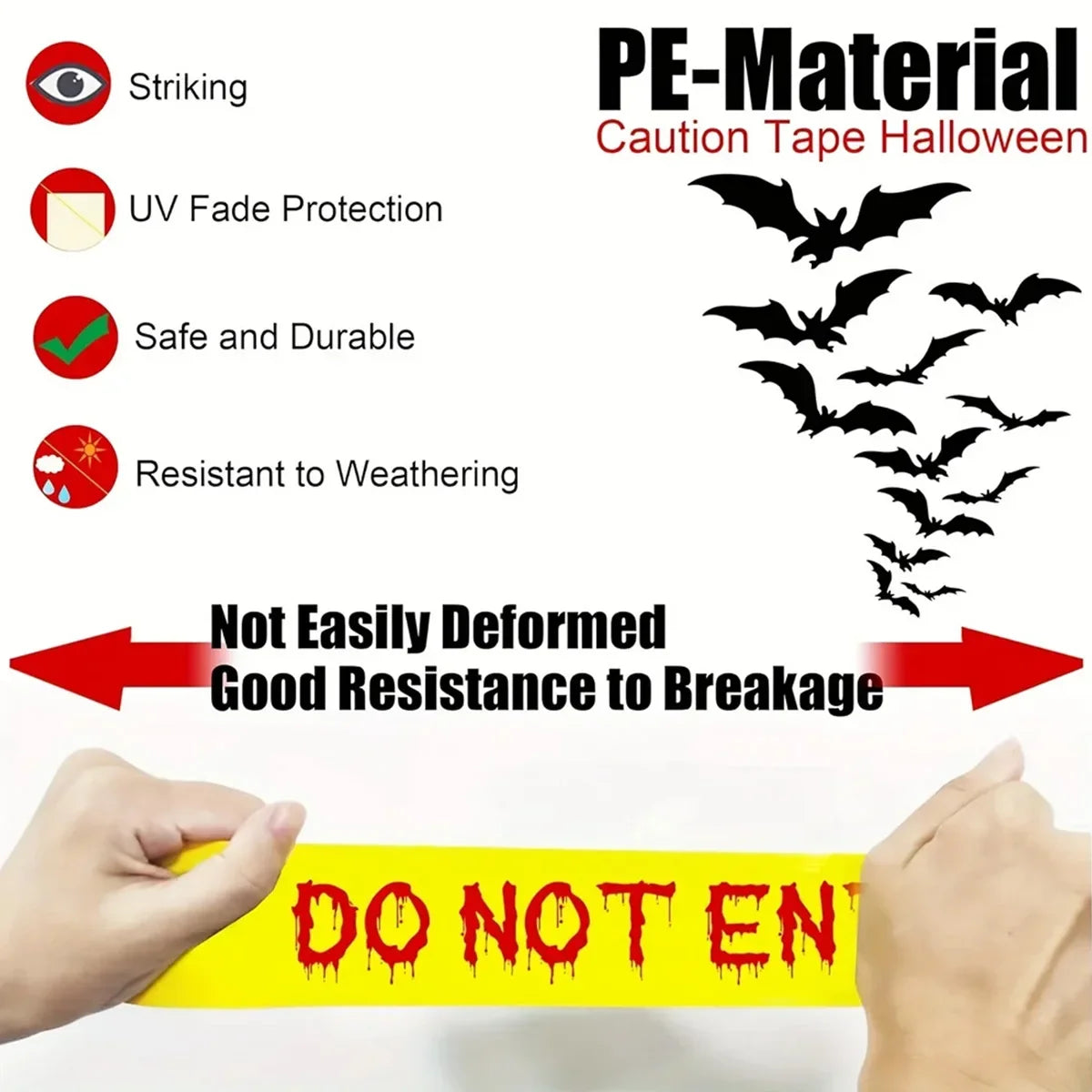 Halloween Caution Tape Bloody Handprints 82ft Warning Ribbon Halloween Decoration Tape Qme
