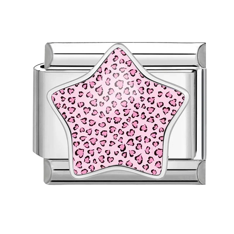 Zebra Leopard Star Purple Italian Charm Links – 9mm Stainless Italian Charm Links Qme Style 8