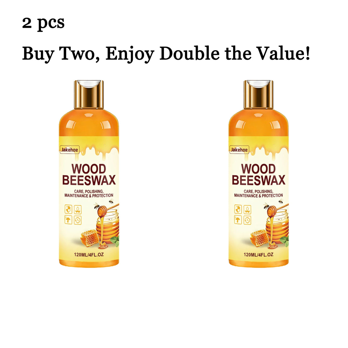Natural Beeswax Wood Polish & Furniture Care 120ml | JAKEHOE Furniture Polish Wax Qst 2 pcs
