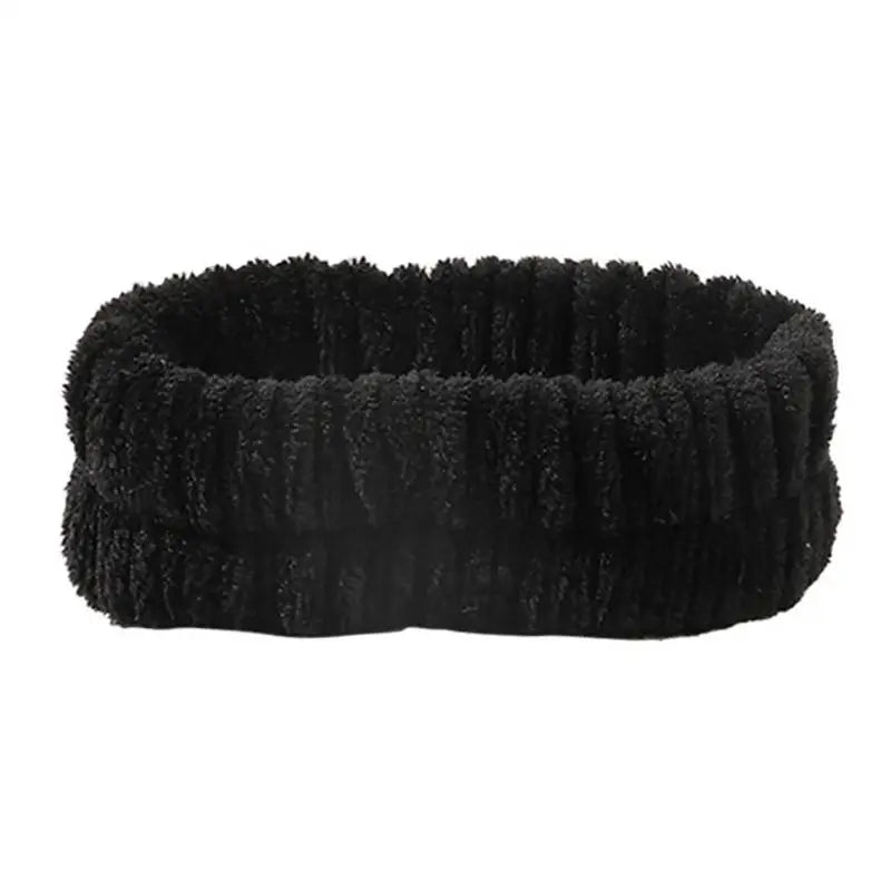 Women's Soft Coral Fleece Headband for Washing Face & Makeup Hair Headband Qst Black