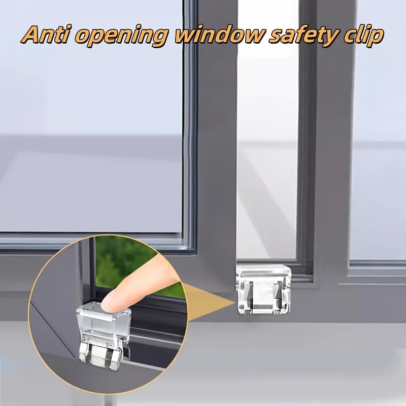 6-Piece Heavy-Duty Sliding Window Lock & Screen Fixing Clips Window Safety Clips Qme