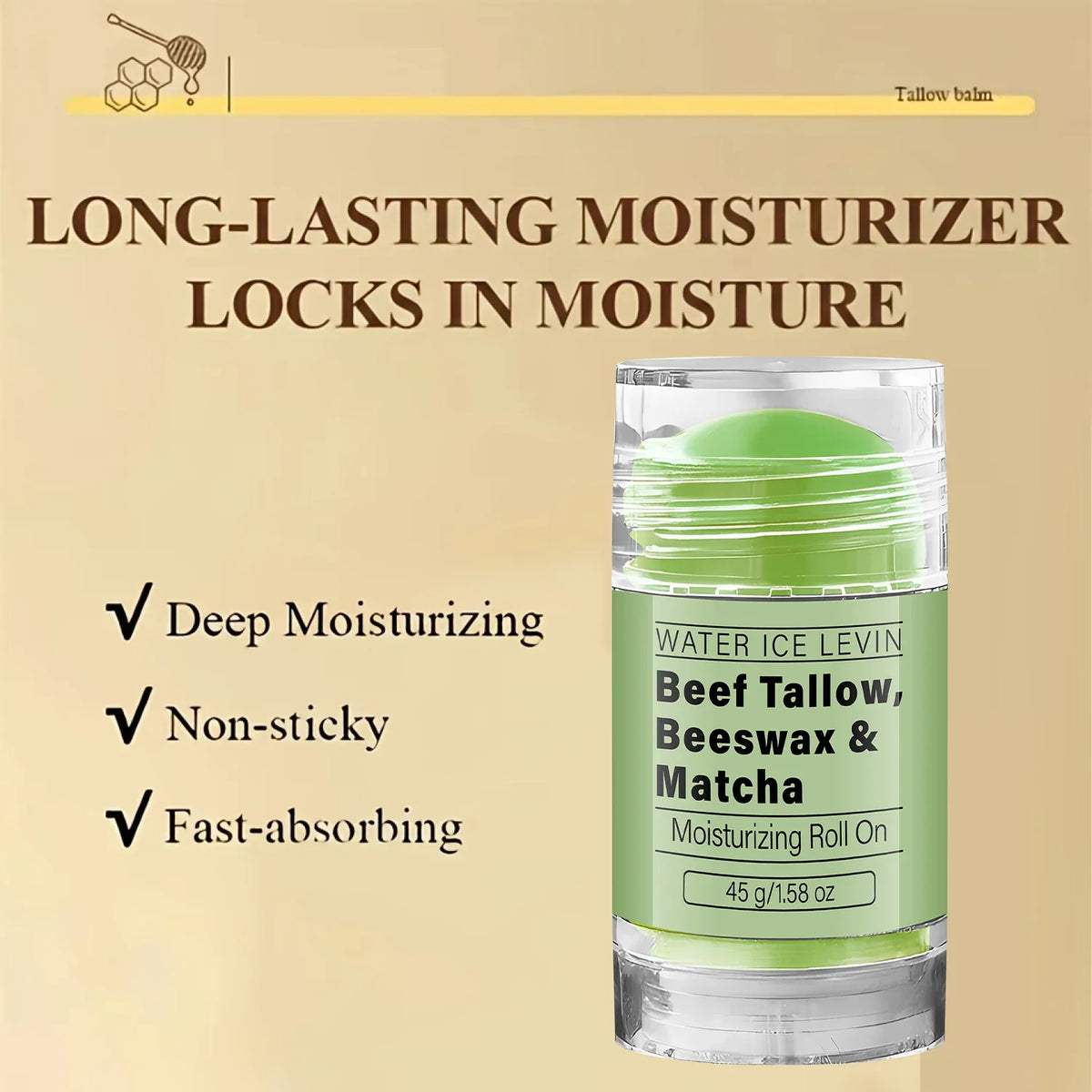 Collagen Matcha Tallow & Beeswax Moisturizing Balm Roll-On Moisturizing Balm Qme