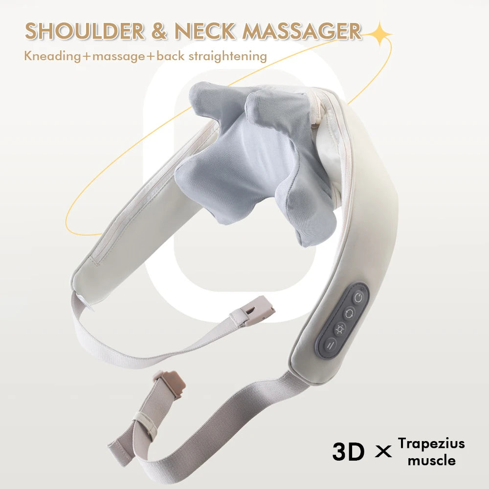 Foreverlily Wireless Neck & Shoulder Kneading Massage Shawl Neck Shoulder Massager Qst