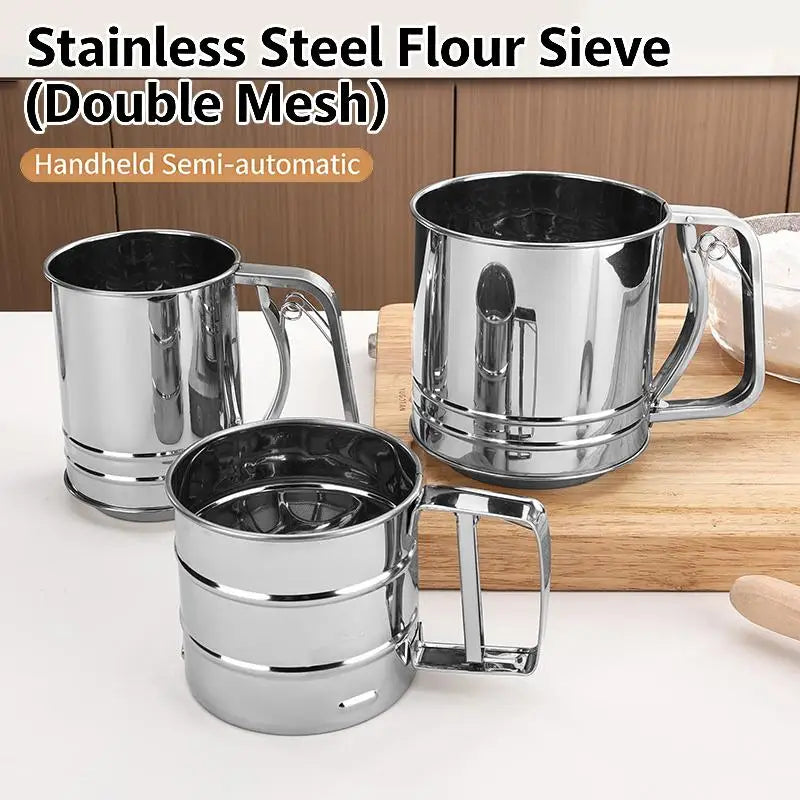 Stainless Steel Flour Sieve Cup & Powder Mesh Strainer Flour Sieve Strainer Qme