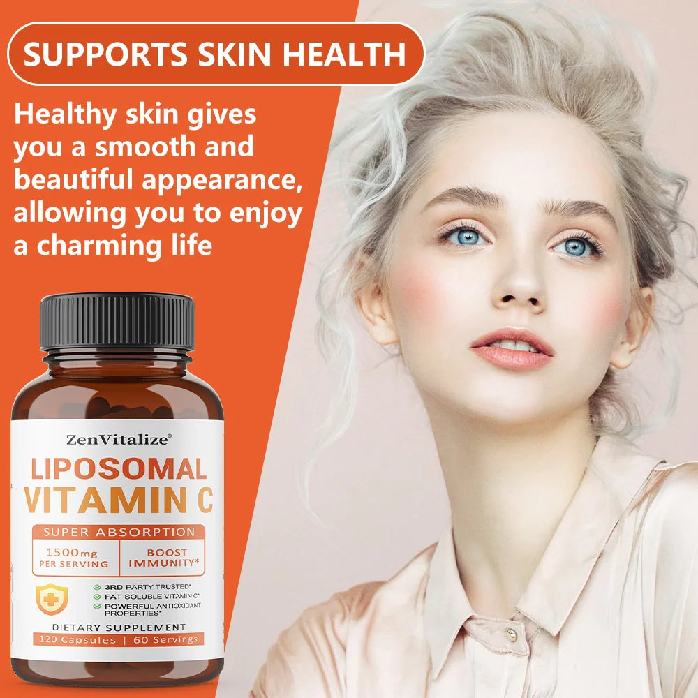 Liposomal Vitamin C 1500mg Capsules – Buffered & Highly Absorbed Vitamin C Supplement Qst