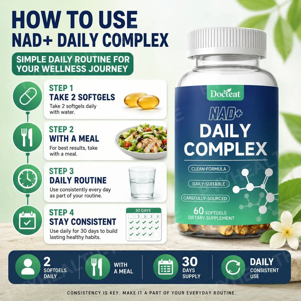 NAD+ & NAC Daily Complex 60 Softgels – Cellular Energy Boost Wellness Supplement Qst