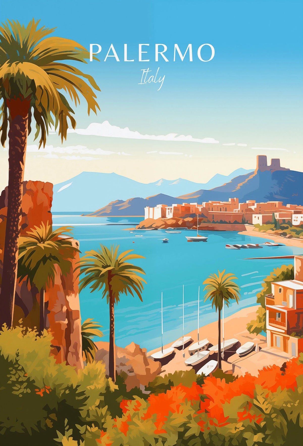 Italy City Canvas Wall Art – Colorful Fantasy Travel Poster Canvas Wall Art Qst 19 20x30cm Unframed
