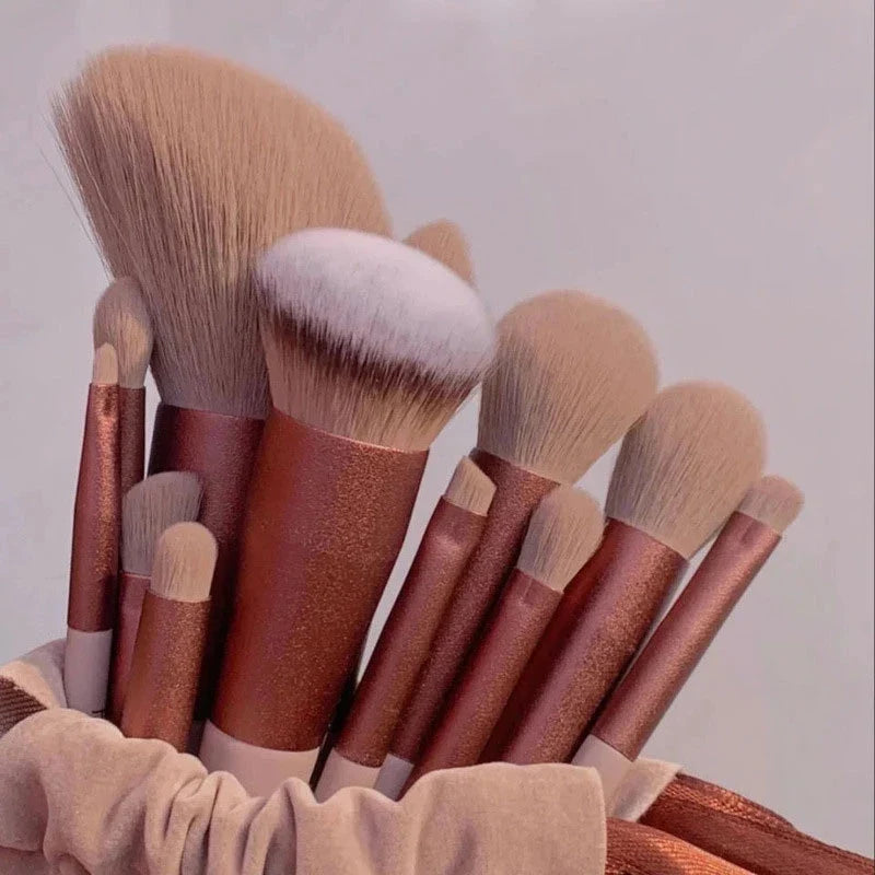 13-Piece Fluffy Soft Makeup Brush Set – Foundation & Blush Makeup Brush Set Qme