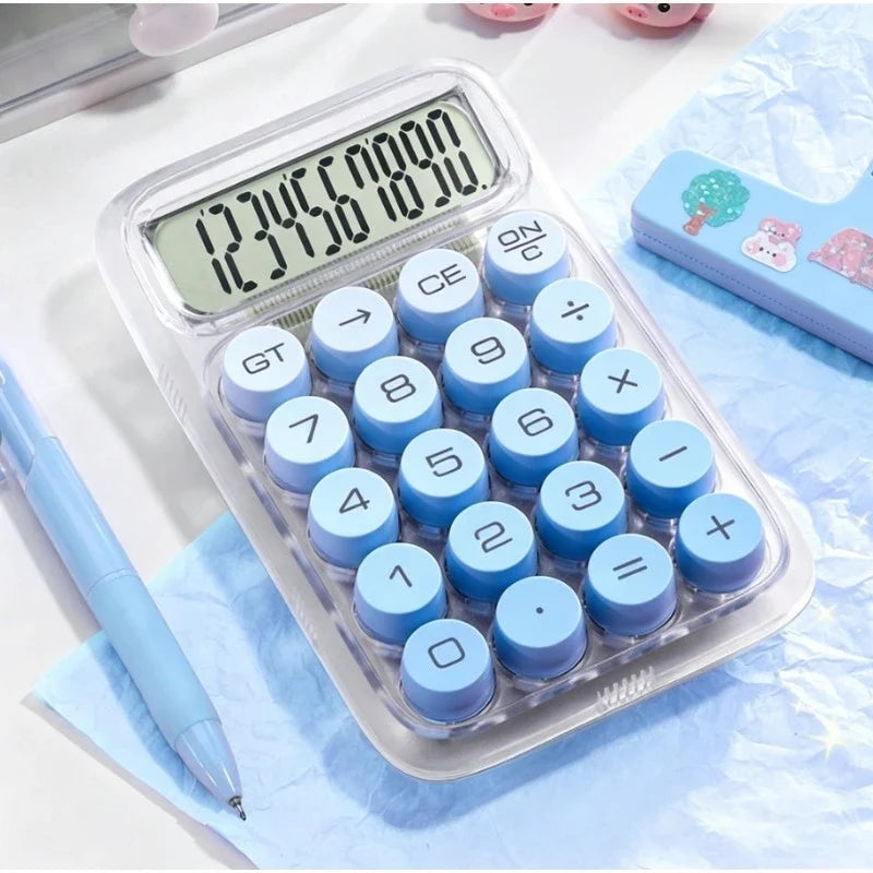 Transparent Gradient Desktop Calculator – Cute Colorful Office Desktop Calculator Qme blue