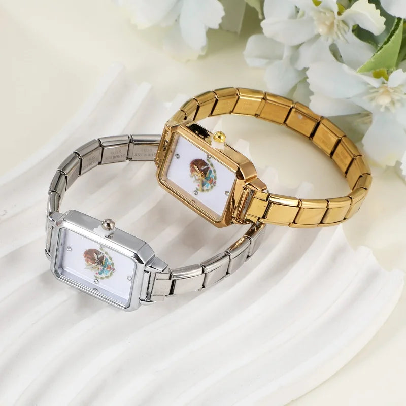 Shiny CZ Stainless Steel Watch Bracelet – Square, Round, Oval CZ Watch Bracelet Qme