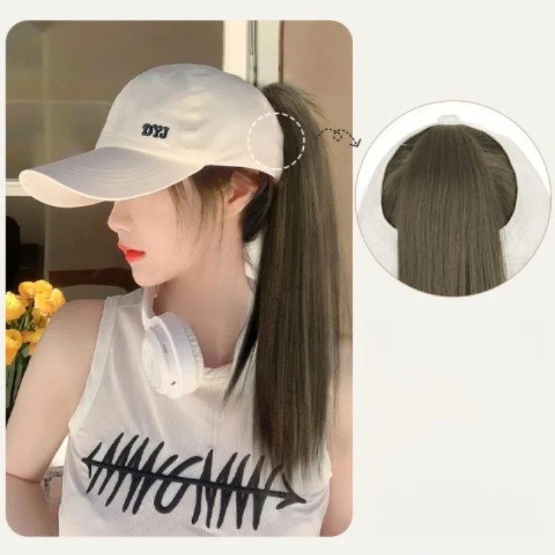 Open-Top Ponytail Baseball Cap – Sun Protection Cotton Hat Ponytail Baseball Cap Qme