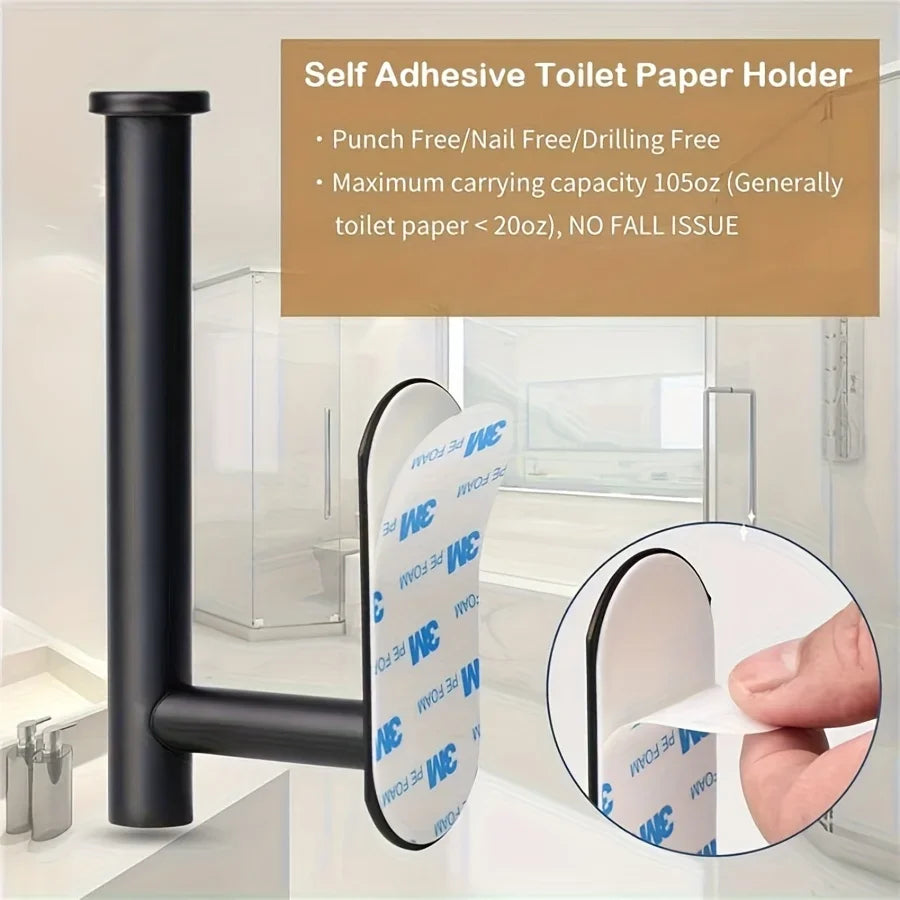 Self-Adhesive No-Drill Toilet Paper Holder SUS 304 Steel Toilet Paper Holder Qme
