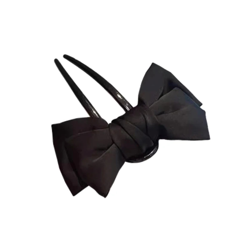 Women's Bow U-Shaped Hair Clip – Elegant Black Boutique Hairpin Hair Clip Qst A