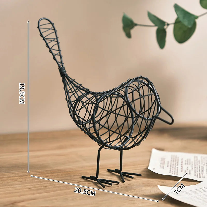 Minimalist Iron Hollowed Bird Sculpture – Home & Foyer Decor Decorative Bird Sculpture Qme Black