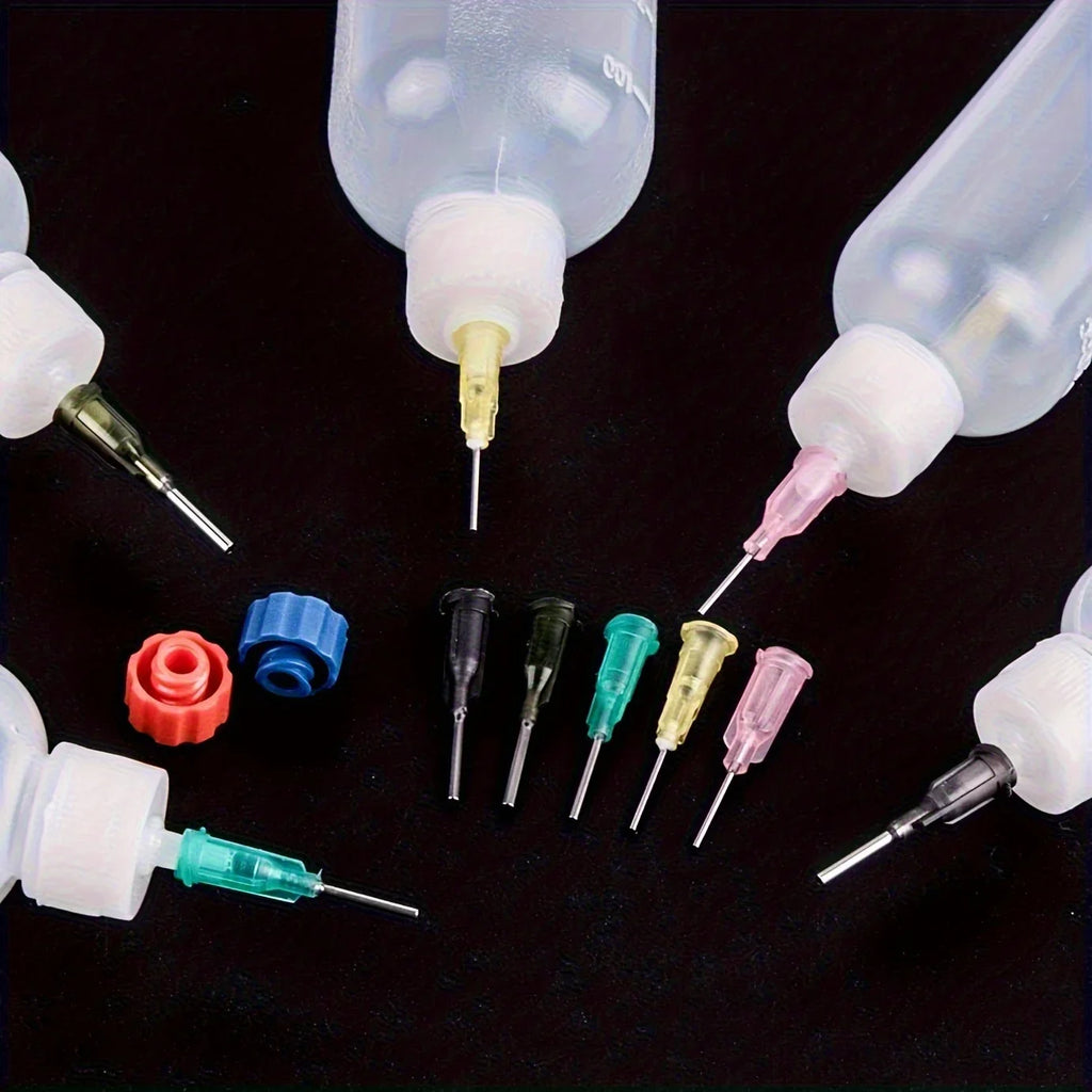 30ml Squeeze Dispensing Bottles with Blunt Needle Tips & Caps Craft Dispensing Kit Qme