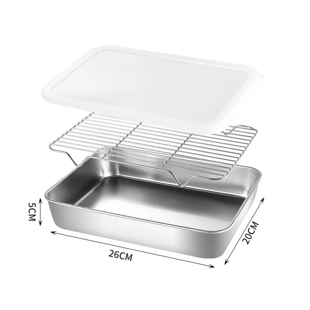 Stainless Steel Baking Pan & Wire Rack Set – Oven, BBQ & Cake Baking Pan & Rack Set Qme 2
