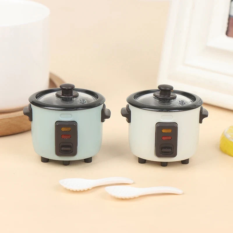 1:12 Miniature Dollhouse Rice Cooker & Spoon Kitchen Model Dollhouse Miniature Qme