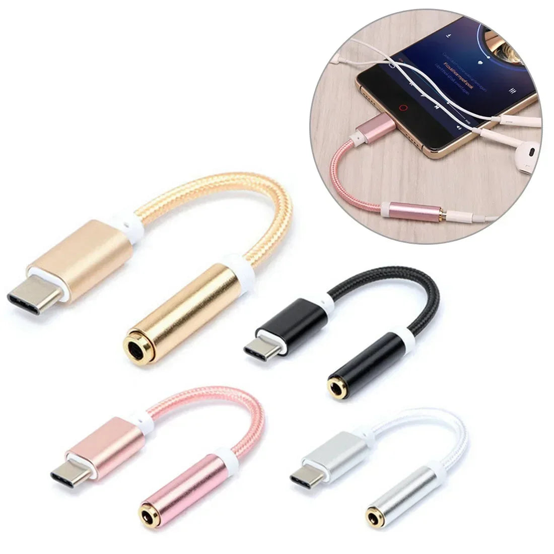 USB-C to 3.5mm Audio Jack Adapter for Wired Headphones USB-C Audio Adapter Qme