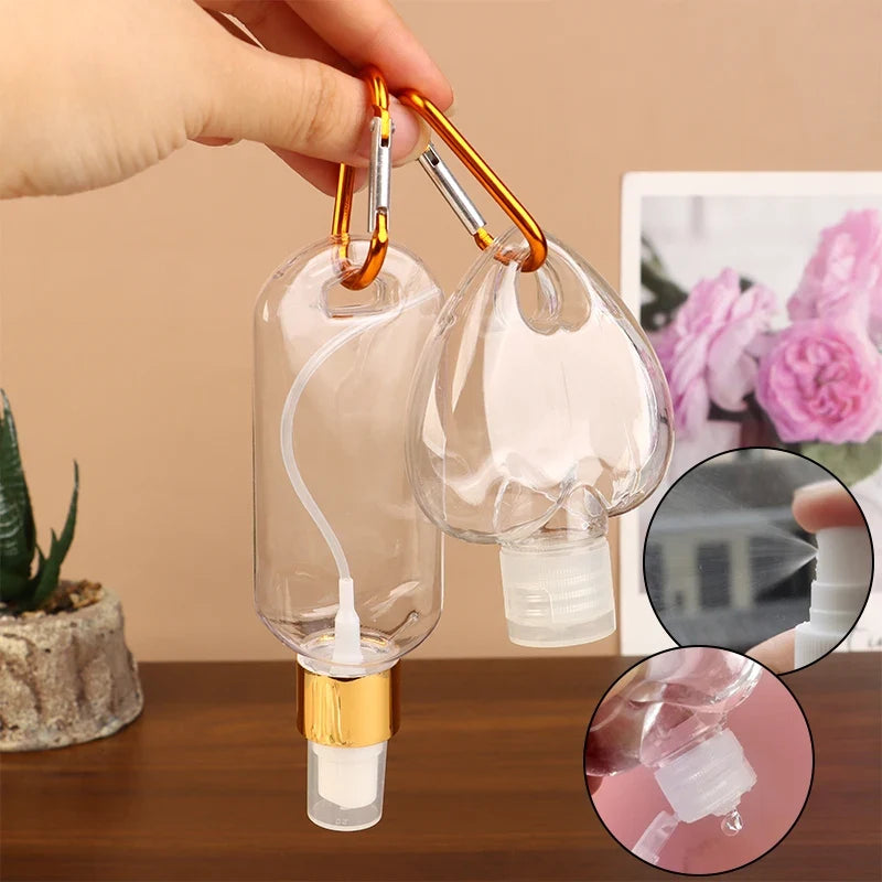 Travel Bottles Carabiner Hook Flip Cap – Lotion & Perfume Travel Bottle Set Qme