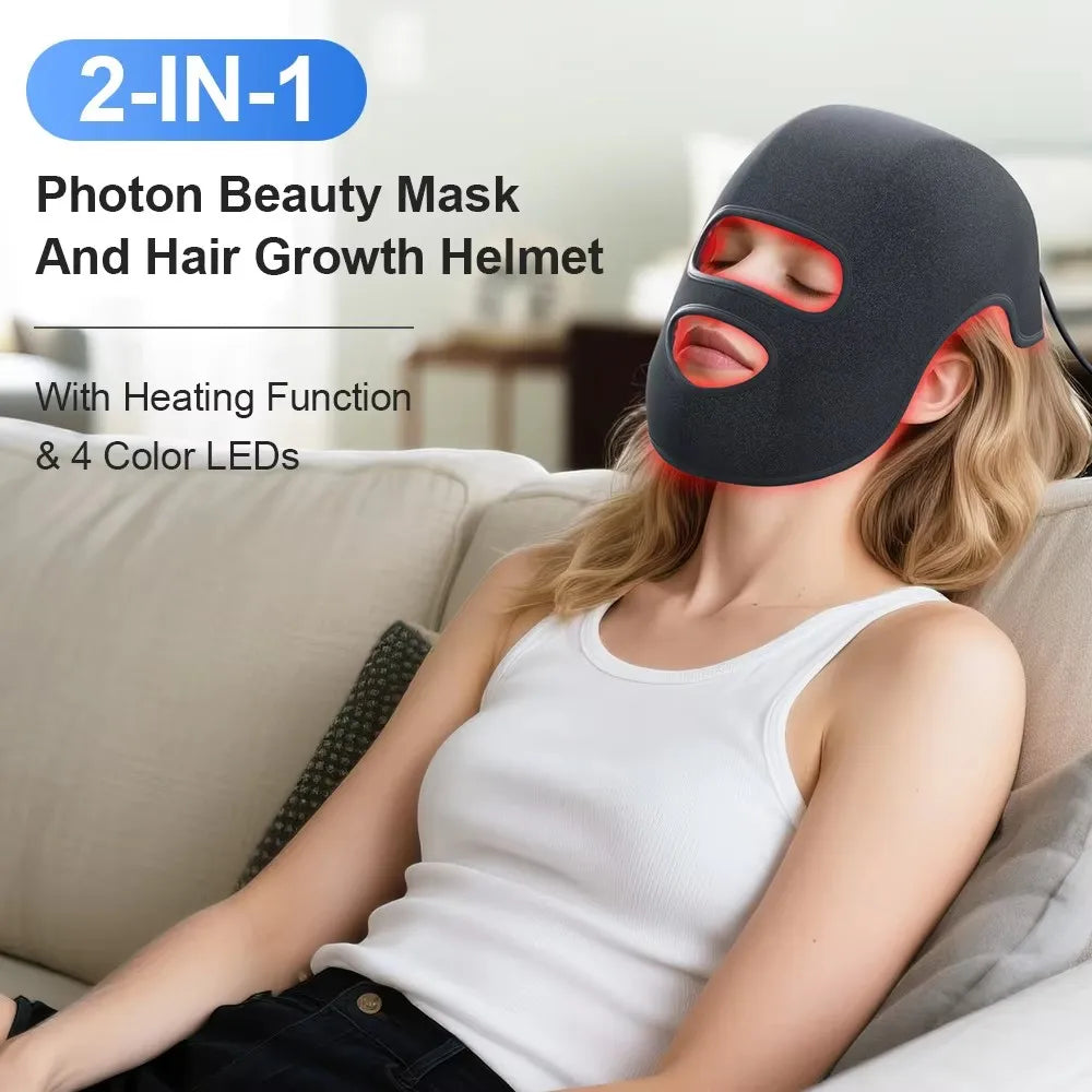 LLLT LED Hat & Face Mask 4-Color 660nm 850nm Hair & Skin Care LED Light Therapy Hat Qst