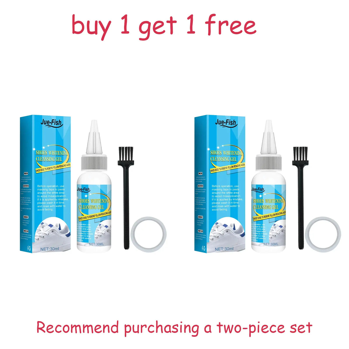 Jue Fish White Sneaker Cleaning Gel – Shoe Whitening Kit 30ml Shoe Cleaning Gel Qst 60ml kit Boxed