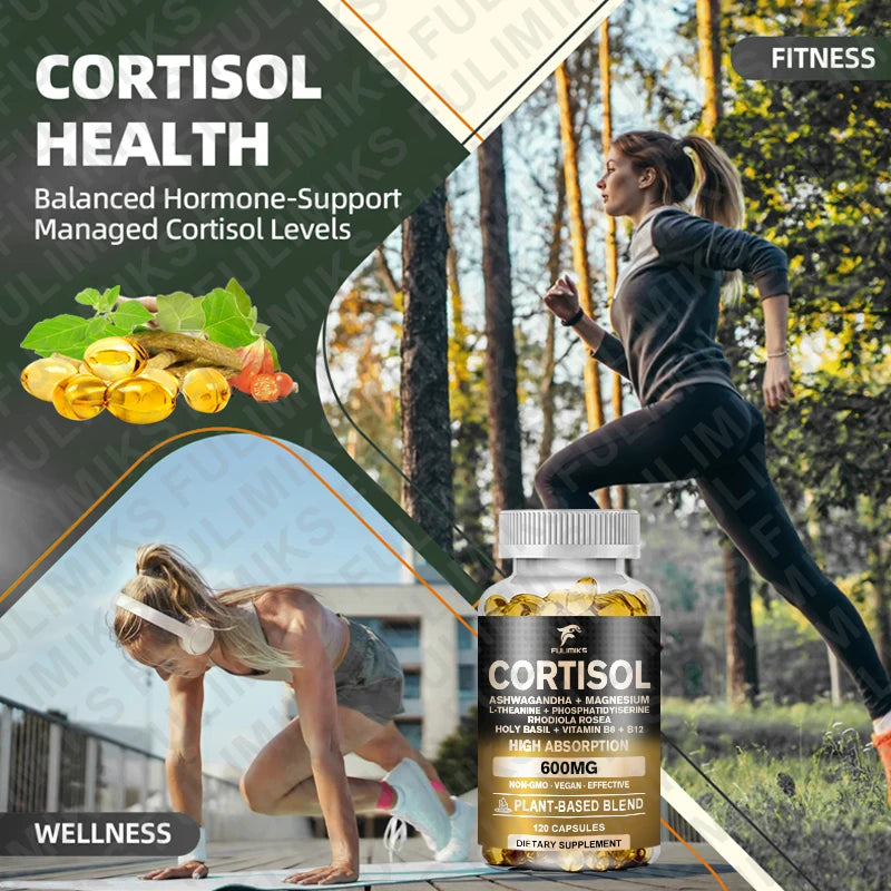 Holy Basil Ashwagandha Rhodiola L-Theanine Wellness Complex Herbal Wellness Supplement Qst