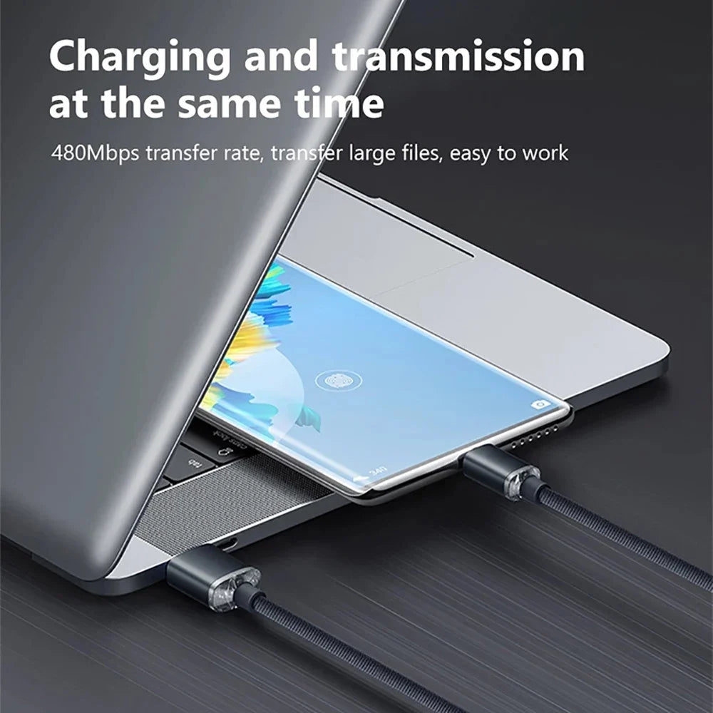 120W 6A USB-C Fast Charging Braided Cable | PD Charger Cord USB-C Charging Cable Qme