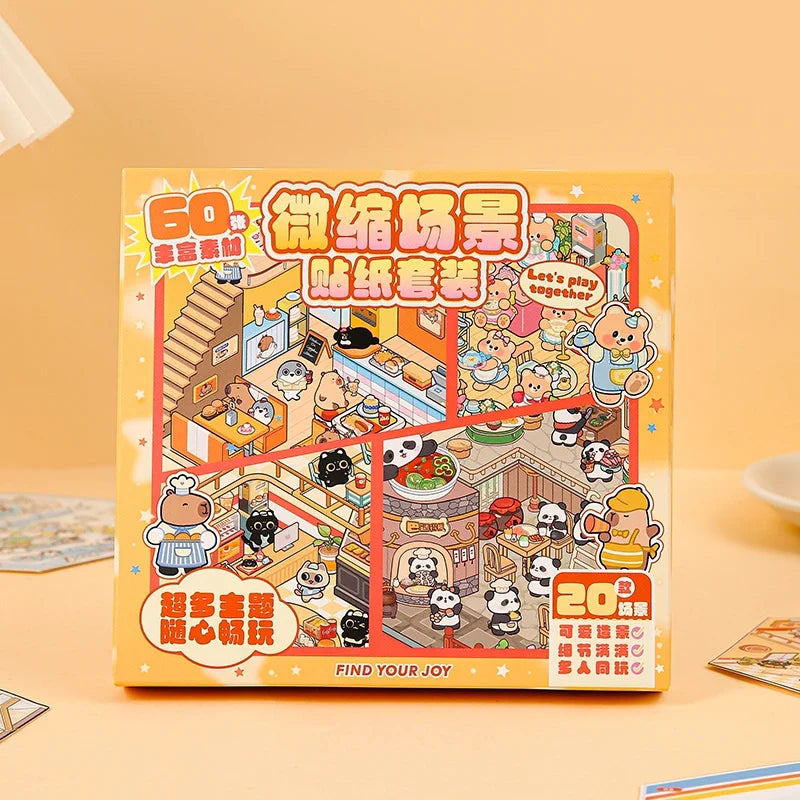 3D Miniature Scene DIY Sticker Set – Cabin Landscaping Craft DIY Craft Sticker Set Qme