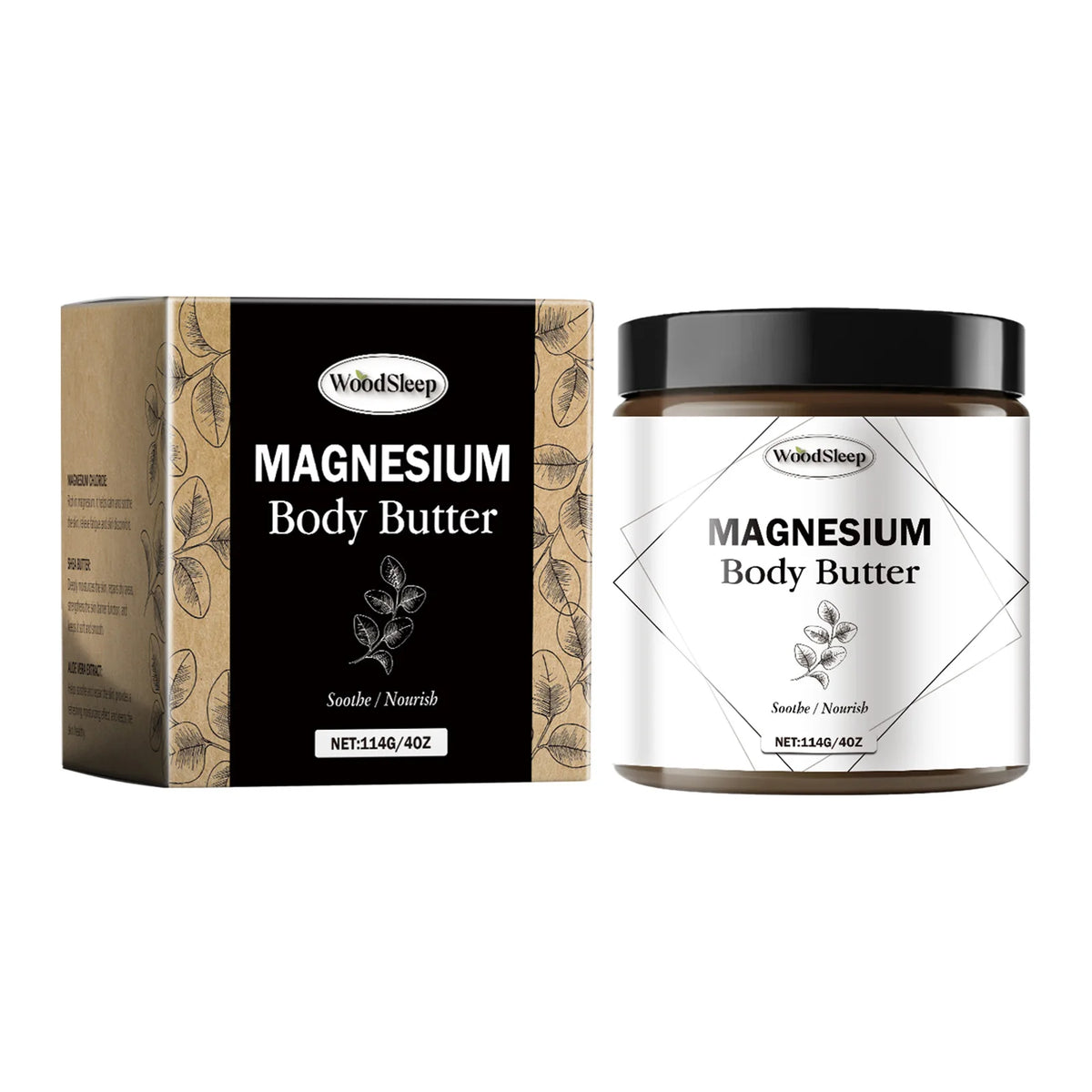 Woodsleep Magnesium Body Cream – Moisturizing Muscle Butter Magnesium Body Cream Qst 114g Boxed