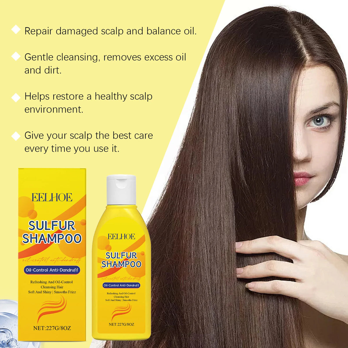 Eelhoe Sulfur Shampoo & Shower Gel Set – Oil Control, Deep Clean Shampoo & Body Wash Set Qst
