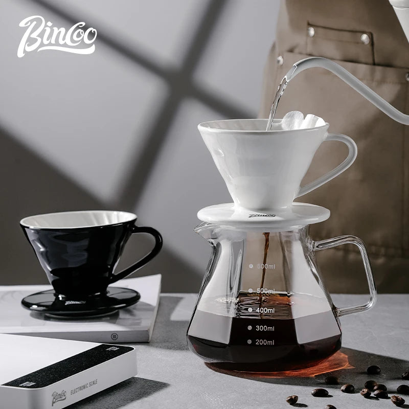 Ceramic Pour Over Coffee Dripper & Glass Server Set Pour Over Coffee Set Qst