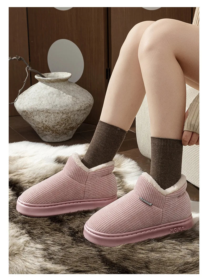 Women's Winter Fluffy Faux Fur Slip-On Indoor Slippers Faux Fur Slippers Qst