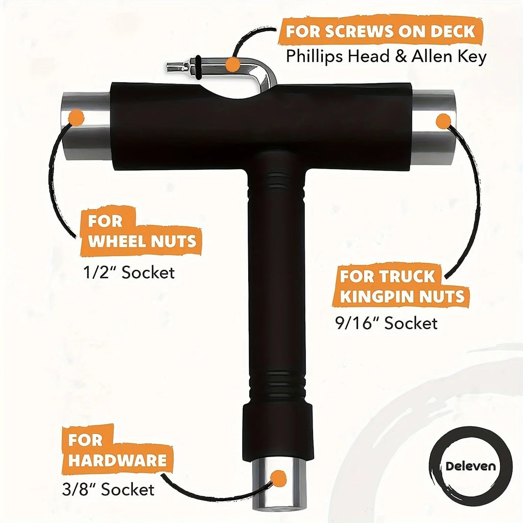 Skateboard T-Tool & Allen Wrench Multi-Function Skate Tool Skateboard Tool Qme
