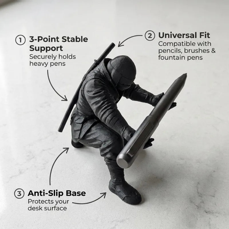 3D Printed Ninja Pen Holder – Fun Desktop Organizer & Decor Desktop Pen Holder Qme
