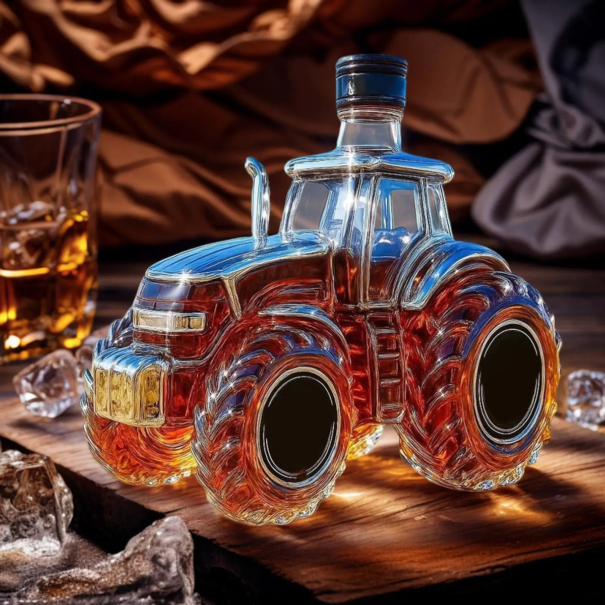 Tractor Design Glass Whiskey Decanter 300ml | Novelty Liquor Glass Whiskey Decanter Qme