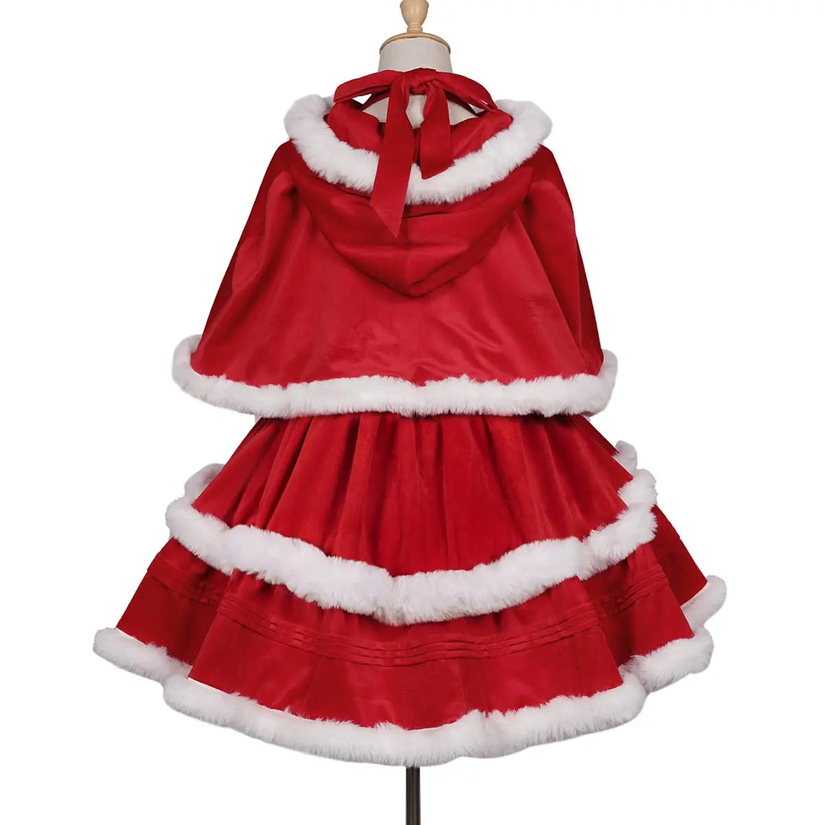 Women's Christmas Santa Lolita Dress – Red, Green & Purple Christmas Costume Dress Qme