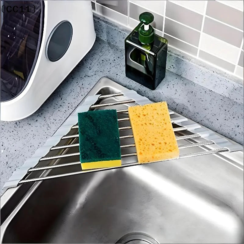 Roll-Up Triangle Dish Drying Rack | Corner Sink Organizer Dish Drying Rack Qme