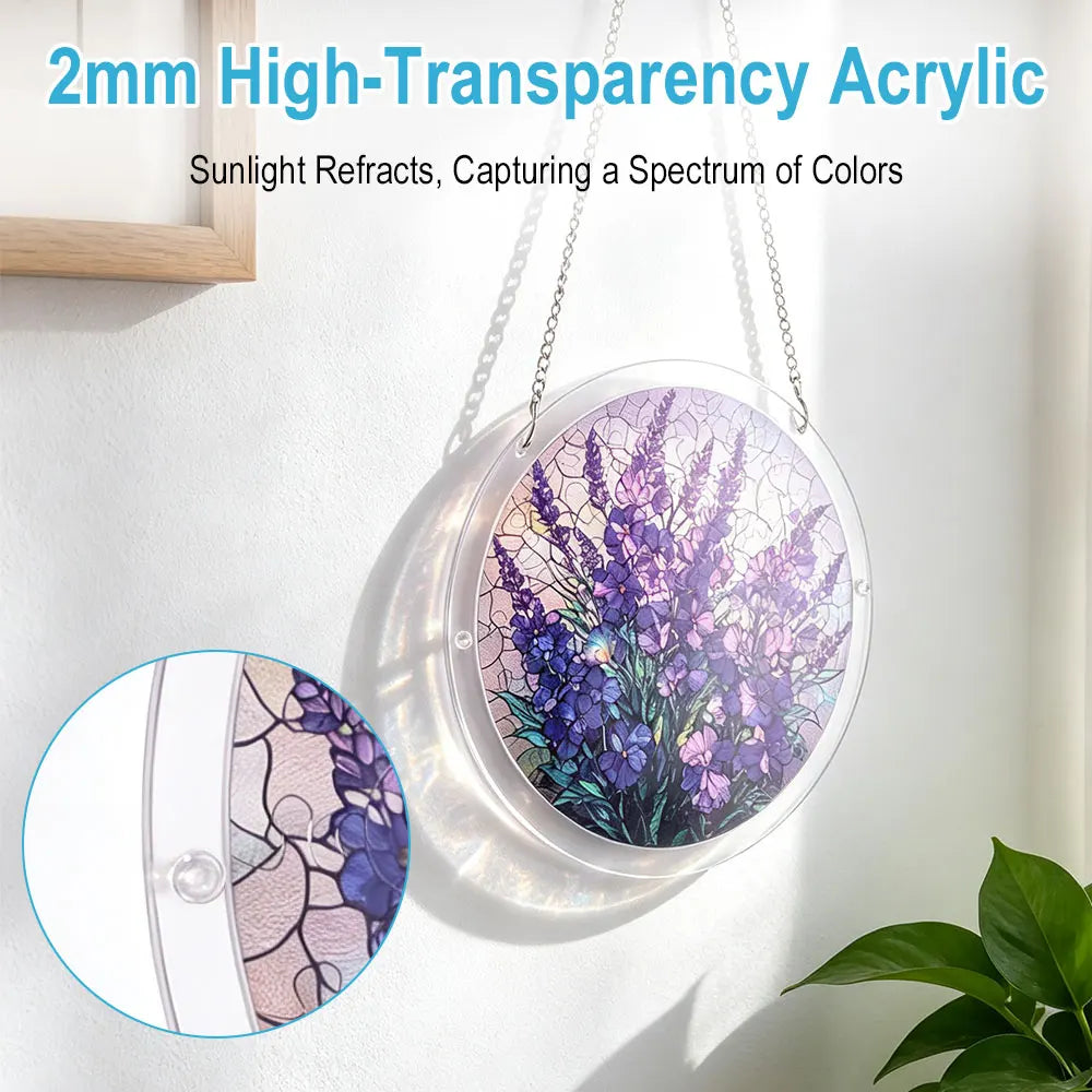 Acrylic Lavender Suncatcher Puzzle – Window Hanging Decor Window Suncatcher Qst