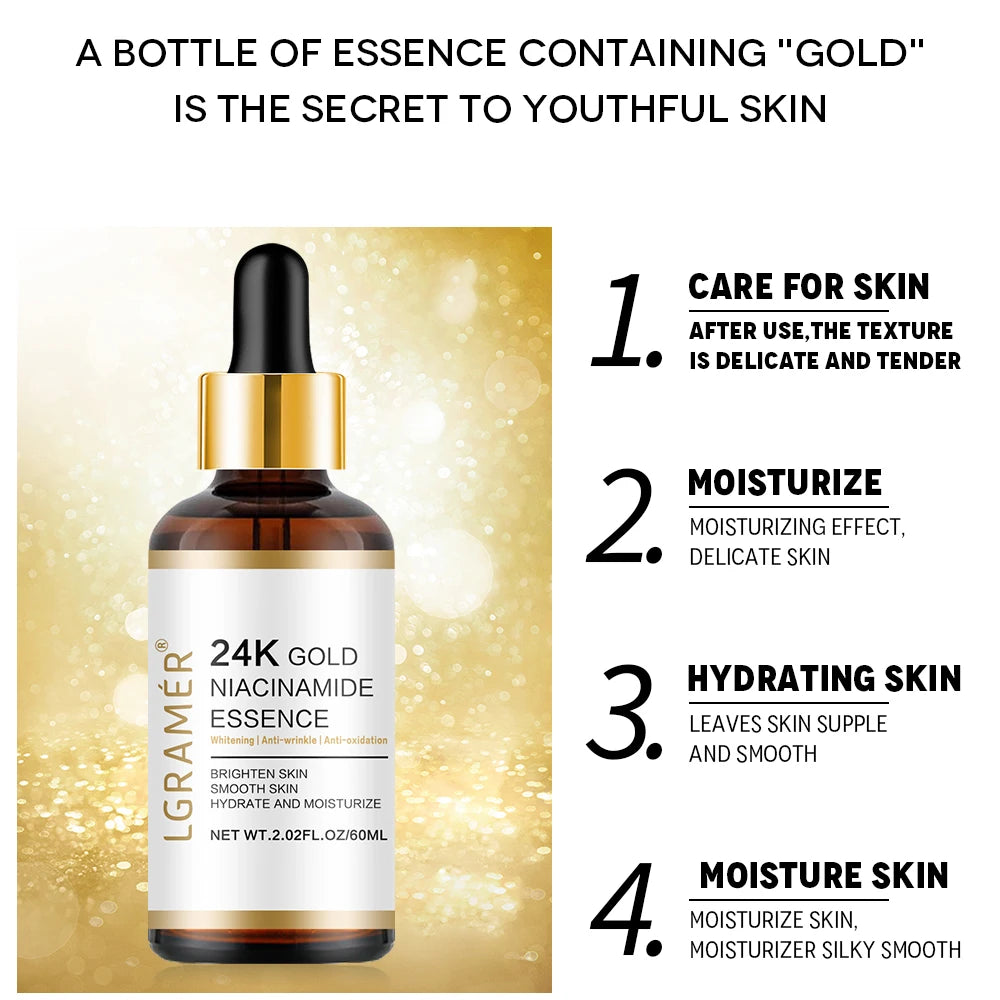24K Gold Hyaluronic Acid Facial Serum – Nicotinamide & Collagen Facial Serum Qst