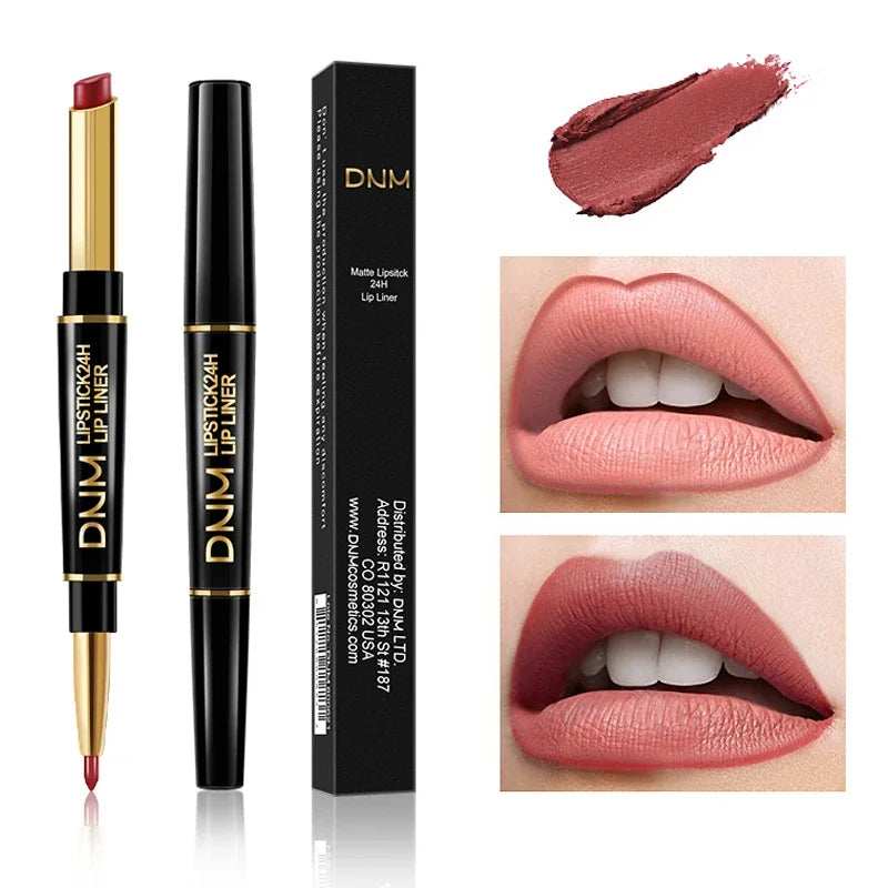 2-in-1 Matte Lip Liner & Lipstick – 12 Shades, Waterproof Lip Liner Lipstick Qme